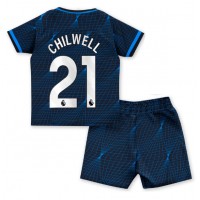 Otroški Nogometni dresi Chelsea Ben Chilwell #21 Gostujoči 2023-24 Kratek Rokav (+ Kratke hlače)